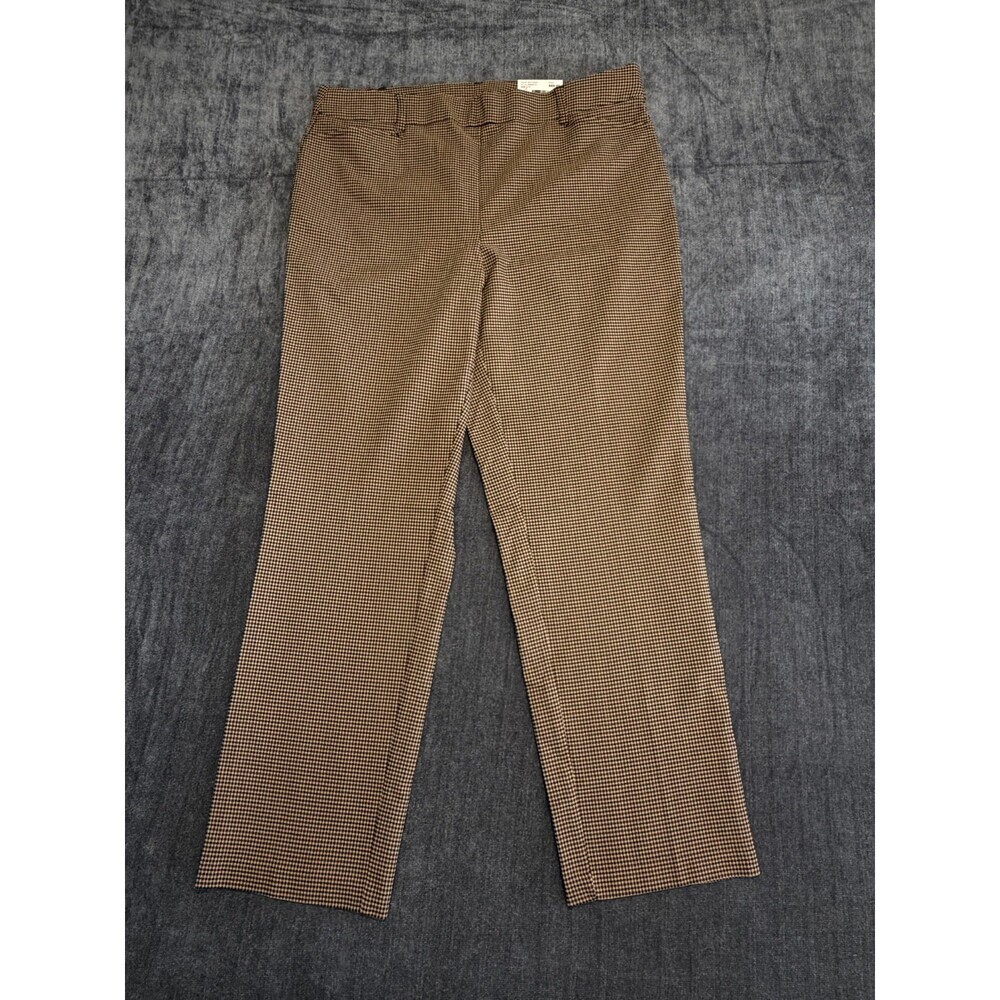 NWT Rafaella Houndstooth Pattern Stretch Pants Women's 16 Rich Khaki City Preppy - Picture 2 of 10